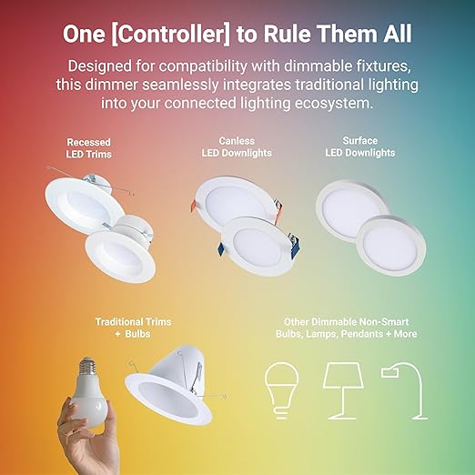 HALO Pure Smart Wi-Fi Dimmer Switch for Traditional Non-Smart Lighting, Connected by WiZ Pro, Hardwired 120V - SWW-DIM-WH
