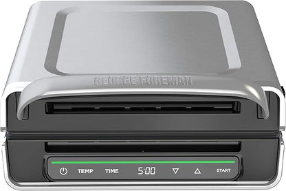 George Foreman Smokeless - Digital Smart Select, Family Size (4-6 Servings), Stainless Steel, GRD6090B