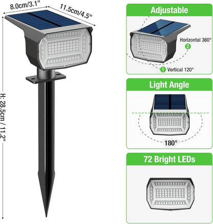 nipify 4 Pack Solar Spot Lights Outdoor, Solar Powered Waterproof Spotlight, Landscape Lighting for Outside Yard Garden Pathway,Blue