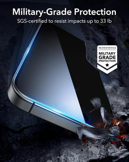 ESR 3 Pack for iPhone 16 Plus/iPhone 15 Plus Privacy Screen Protector, Anti-spy Tempered-Glass Privacy Screen Protector with Easy Installation Tool, Micro-Curved Edges, Case Friendly