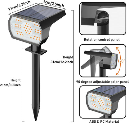 NYMPHY Solar Lights Outdoor Waterproof IP68, 56 LED 3 Lighting Modes Solar Powered Garden Yard Spot Solar Lights for Outside Landscape- 4 Pack (Warm White)