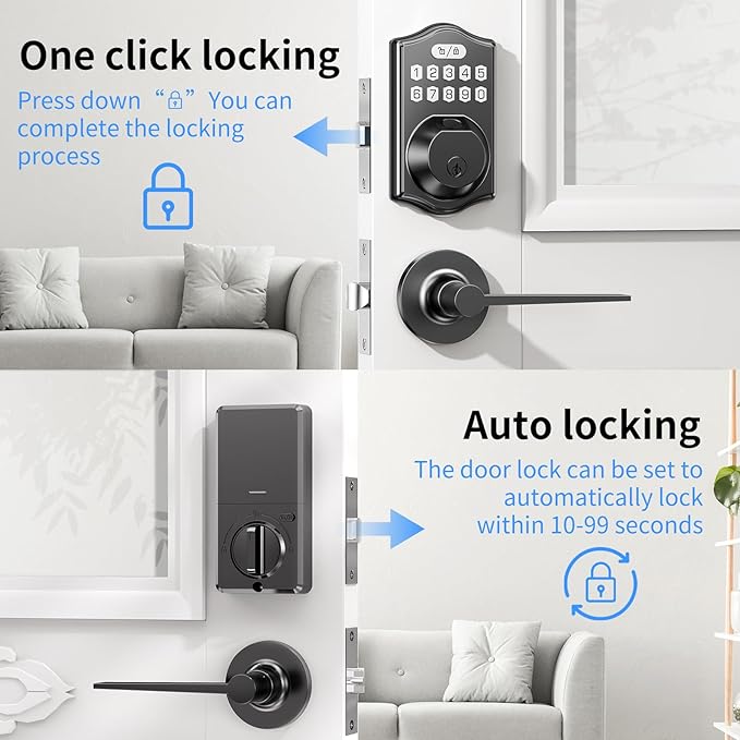 Keyless Entry Door Lock: 100 Fingerprint Capacity, 5-in-1 Smart Deadbolt with Keypad & App—12-Month Battery, Low Alert, Easy Install for Front Door