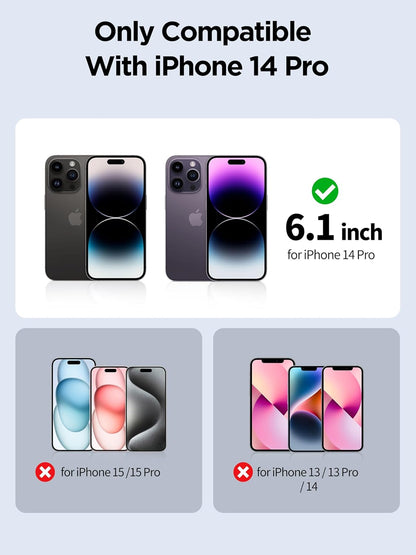 Compatible for iPhone 14 Pro Privacy Screen Protector Tempered Glass 6.1 Inch, Pink Gradient Anti Spy Anti Blue Light HD Easy Installation