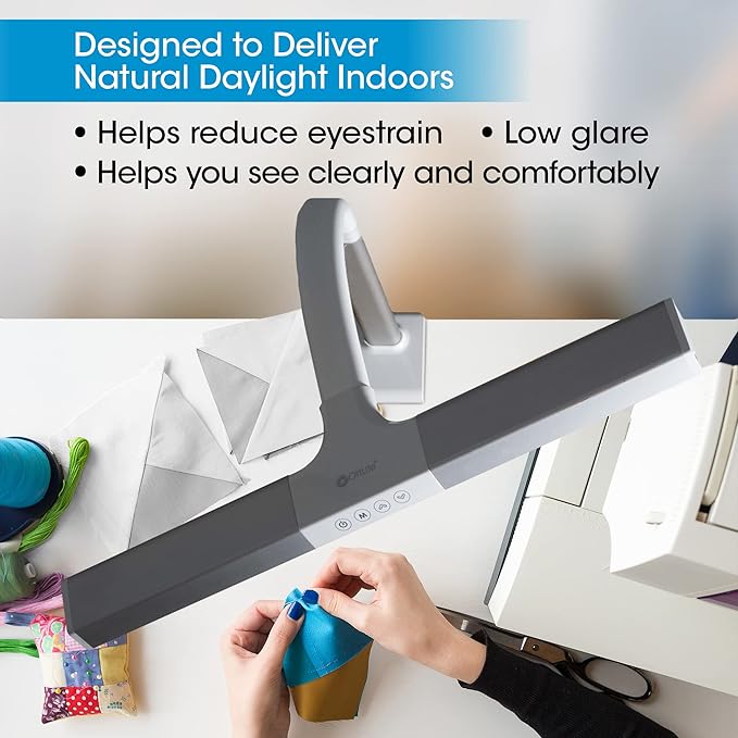 OttLite LED Desk Lamp with Sturdy Clamp - Extra Wide Lighting, Dimmable with 5 Brightness Settings & Energy Efficient Natural Daylight LEDs for Home Office, Computer Desk, Dorms & Workbench