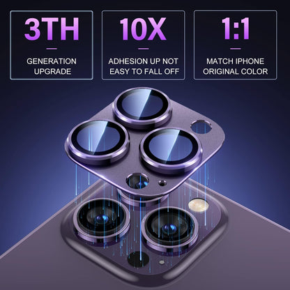 Uyiton for iPhone 14 Pro/iPhone 14 Pro Max Camera Lens Protector, [Drop Protection] 9H Tempered Glass Camera Cover screen Metal Ring Case Friendly Scratch Resistant Easy to Install - Matte Purple