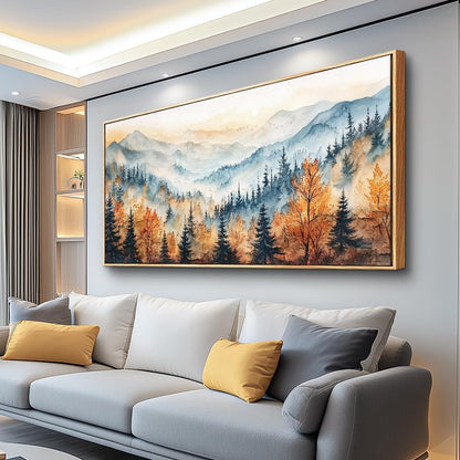 KELIYUAN Large Canvas Wall Decor For Living Room Wood Framed Wall Art For Bedroom Office Farmhouse Murals Abstract Mountain Forest ainting Wall Pictures Restaurant Modern Room Home Decor 30"X60"