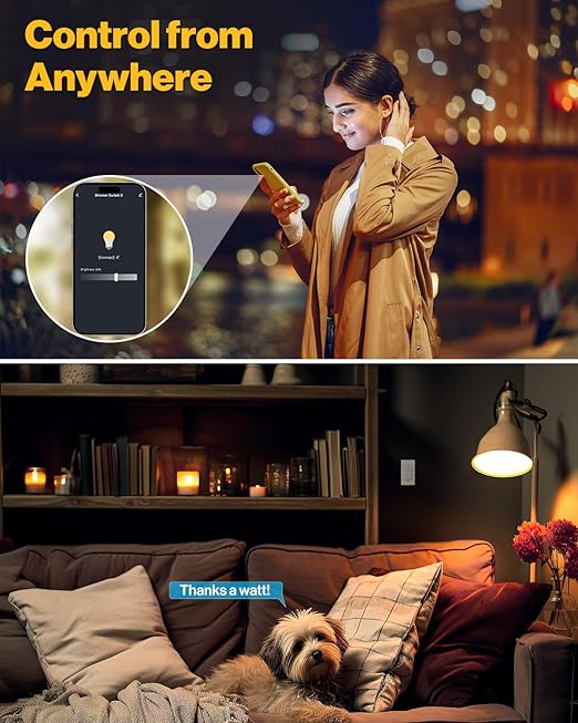 Sunco 4 Pack Smart Dimmer Switch, Double Rocker Wall Light Switch, WiFi Compatible with Tuya, Smart Life, Sunco Lighting Smart App, 120V, Compatible with Alexa and Google Assistant