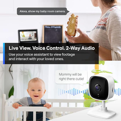 Tapo 2K Indoor Wired Security Camera - Works as a Baby Monitor & Pet Camera, Person/Motion/Baby Cry Detection, 2-Way Audio, Siren, Subscription-Free Local Storage or Optional Cloud, C110P4 (4-Pack)