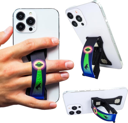 LOVEHANDLE PRO Premium Phone Grip - Silicone Phone Strap - Magnetic Phone Mount and Kickstand for Smartphone and Tablet - Alien Cattle Rustlers Silicone