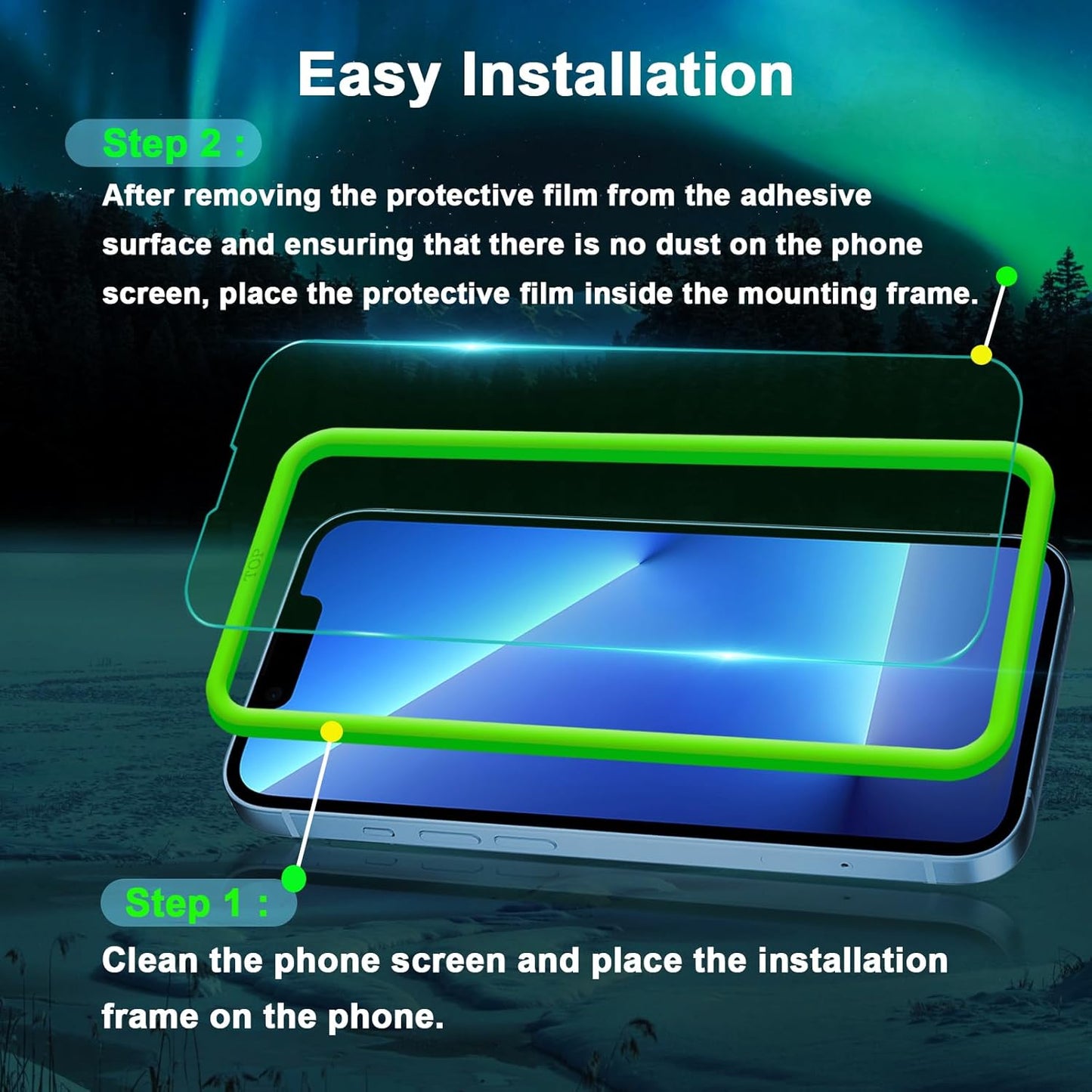 Screen Protector for iPhone 12 Mini (5.4"),Eye Protection, HD Anti Blue Light Blocking Tempered Glass Film, Case Friendly, No Bubble,with Easy Installation Kit, 2 Pack