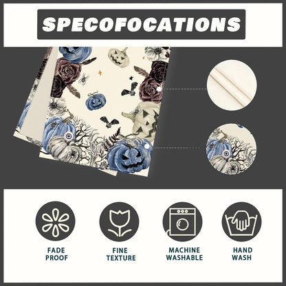 XCHI Spooky Blue Pumpkin Halloween Table Runner Party Table Decoration for Home Kitchen Dining Holiday Decor 13x60 Inch