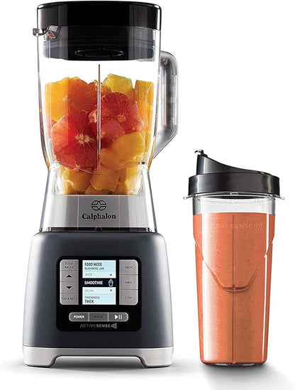 Calphalon Blender, 24-Oz Portable Blend-n-Go Smoothie Cup, ActiveSense 1200-Watt Motor, Dark Stainless Steel