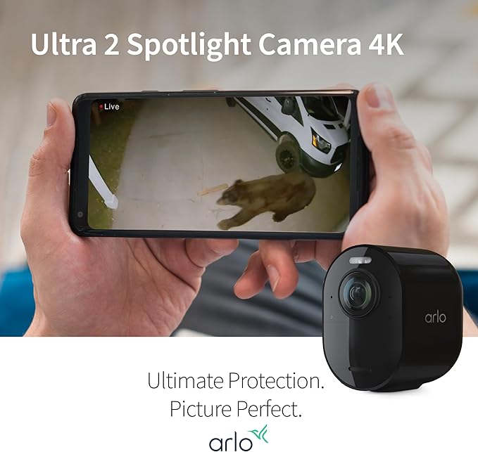 Arlo Ultra 2 Spotlight Camera 4K HDR (2 Cameras, SmartHub Included & Required) | Wireless Home Security Camera | Color Night Vision, Motion Sensor, 180º View, 2-Way Audio, Black