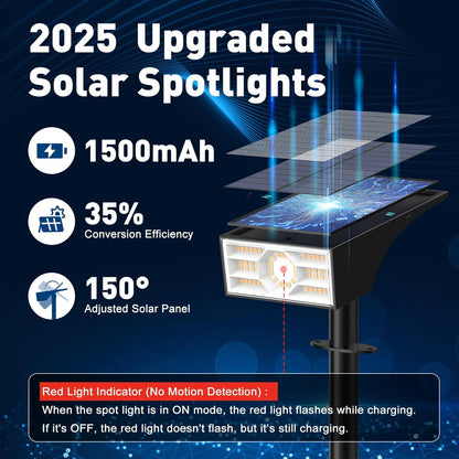 Solar Spot Lights Outdoor, 6 Pack Outdoor Solar Lights for Yard Waterproof, 4 Lighting Modes Solar Landscape Spotlights, Auto On/Off Solar Powered Flood Lights Garden Pathway (Warm White)