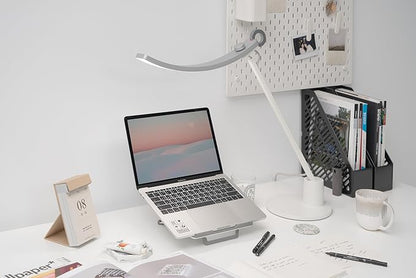 BenQ Genie e-Reading Desk Lamp - Bright Lighting for Small Workspace, Dimmable with 13 Color Modes, Auto-dimming, Eye-Caring Lamp for Home Office, Reading, Study, Craft, Matte Silver