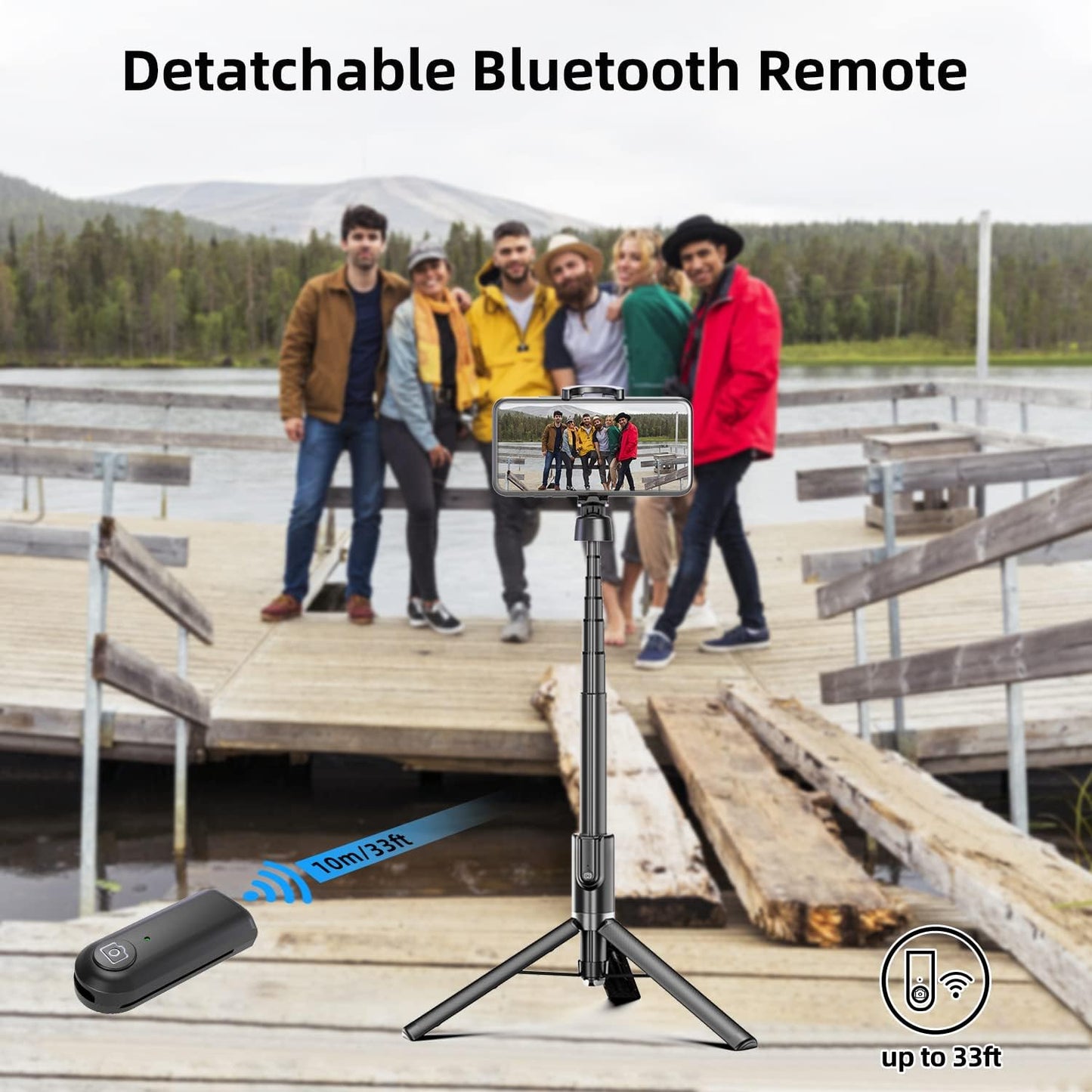 Selfie Stick Tripod for iPhone, Cell Phone Stand for Recording with Wireless Remote, Lightweight Tripod Stand for iPhone 13/12/12 Pro/12 Pro Max/11/11 Pro/X/XR/XS/8/7/6S,Android Samsung Smartphone