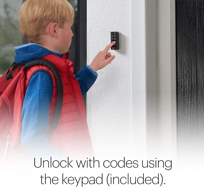 August Home Matte Black Wi-Fi Smart Lock and Smart Keypad, Keyless Door Lock for Front Entry Door, Great for Guests and Vacation Rentals, AUG-SL05-KY1-G05