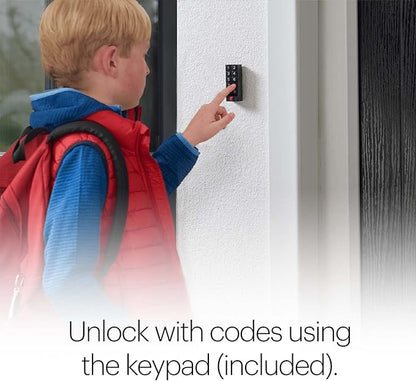 August Home Matte Black Wi-Fi Smart Lock and Smart Keypad, Keyless Door Lock for Front Entry Door, Great for Guests and Vacation Rentals, AUG-SL05-KY1-G05