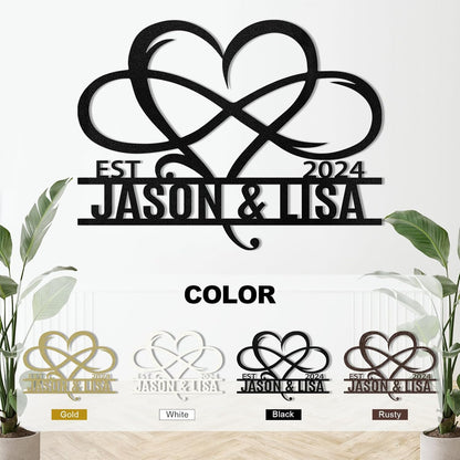 Metal Signs Customized, Infinity Heart Wall Decor, Custom Couple's Name Sign, Personalized Wedding Sign for Couples 2025, Unique Infinity Heart Metal Art, Valentines Day Gift, Home Decor Gift