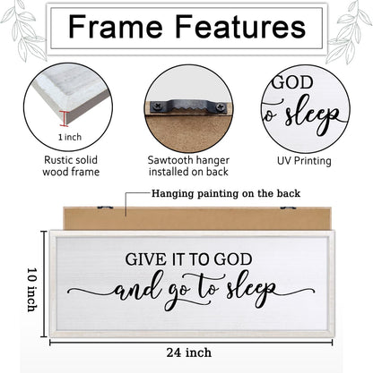 Sweet Dreams Above Bed Wall Decor Art 24"X10" Master Bedroom Over Bed Wall Wood Framed Sign (White)