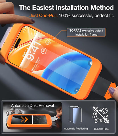TORRAS Top-Notch Diamond Shield for iPhone 13/ 13 Pro/ 14 Screen Protector [9H+ Durable Military-Grade Protection] Bubble Free Aerospace Grade Full Coverage Screen Protector iPhone 13 Pro Tempered