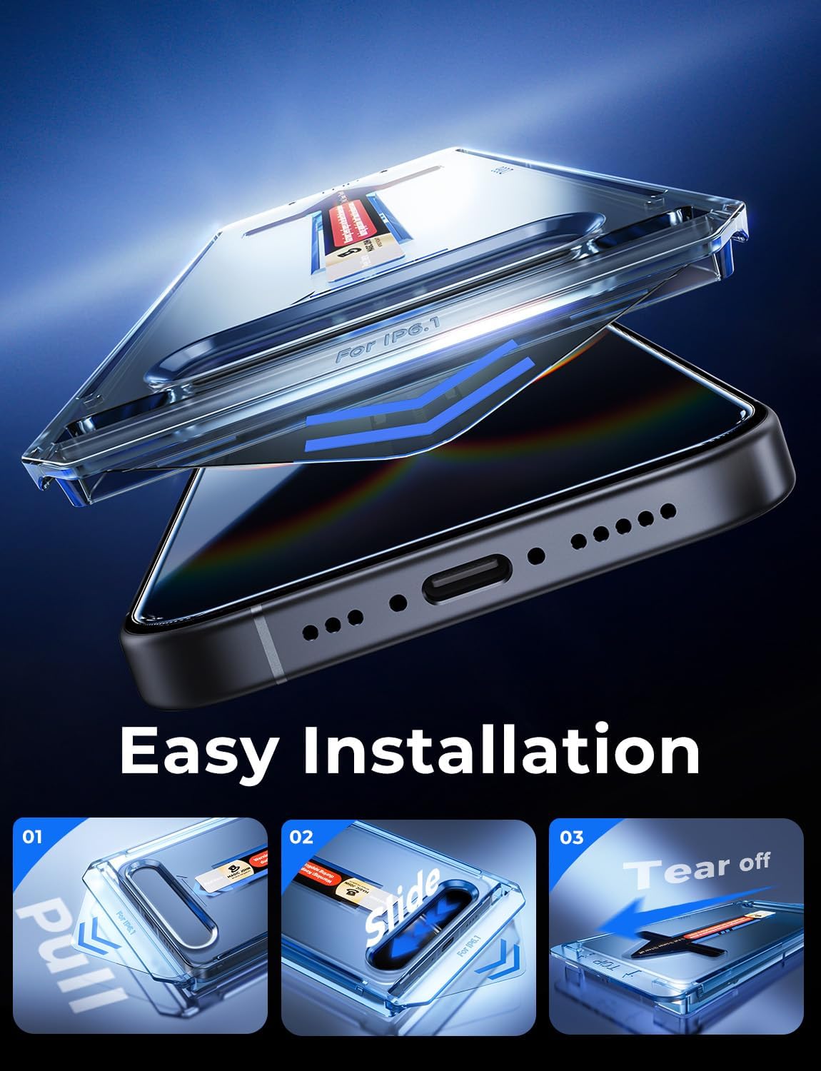 MAGIC JOHN 2 Pack for iPhone 16e Screen Protector 6.1 inch, Tempered Glass Film, Auto Dust-Elimination, Bubble Free, Easy Installation