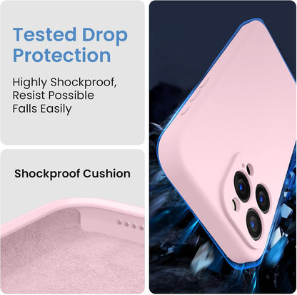 FireNova Designed for iPhone 15 Pro Case, Silicone Upgraded [Camera Protection] Phone Case with [2 Screen Protectors], Soft Anti-Scratch Microfiber Lining Inside, 6.1 inch, Chalk Pink