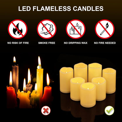 Aignis 7pcs Flameless LED Candles Battery Operated with Remote Timer, Outdoor Indoor Waterproof, Warm Glow for Cozy & Romantic Home/Wedding/Holiday Décor (D 3'' x H 4''/5''/6'')