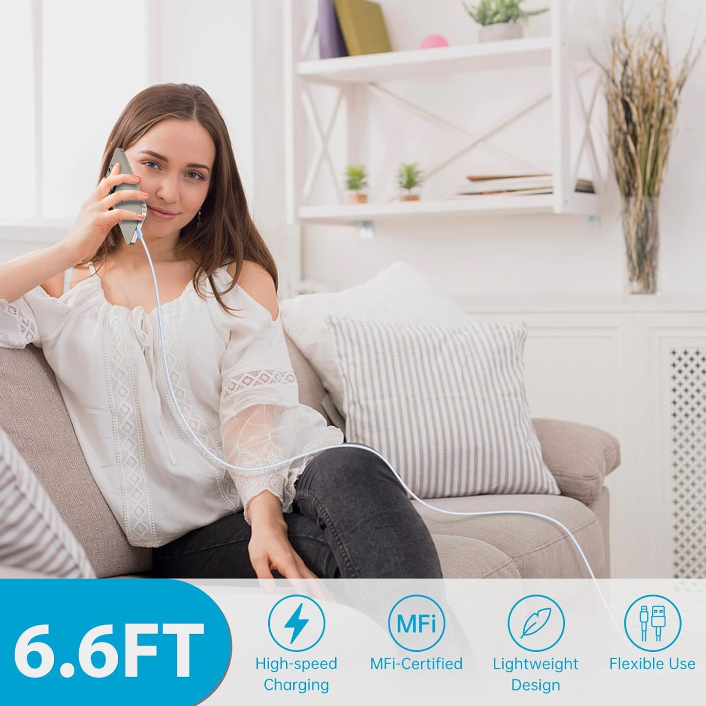 USB C Phone 16 15 Charger Fast Charging,30W Phone 16 15 Pro Max Charger Block &6.6FT Long USB C to C Charging Cable Cord for Phone 16 15/16 15 Pro Max/16 15 Pro/15 Plus/Samsung Galaxy S24 Ultra,Blue