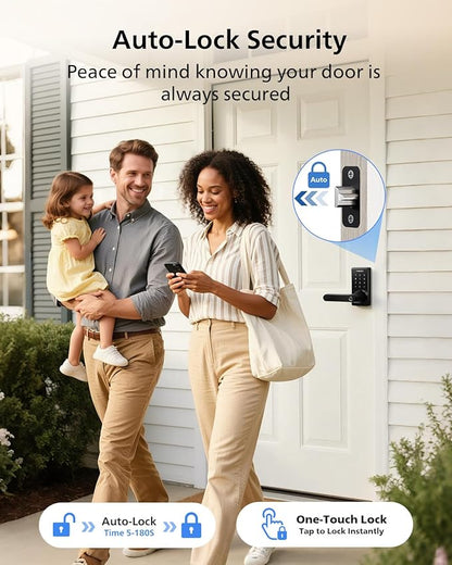 Philips Wi-Fi Smart Door Lock with Handle, Keyless Entry Door Lock for Front Door Lock Set with App Remote Control, Fingerprint Door Handle Lock, Touchscreen Keypad Lever Lock Front Door Handle