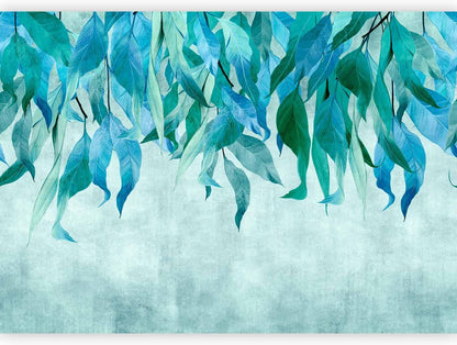 artgeist Wall Mural Hanging Leaves 116x83 in - Peel and Stick Self-Adhesive Wallpaper Removable Large Sticker Foil Wall Decor Print Picture Image Design Nature Botanical Concrete Green b-C-10146-a-b
