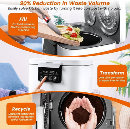 Electric Kitchen Composter, Odorless Electric Compost Bucket, Convert Food Waste and Residue into Compost