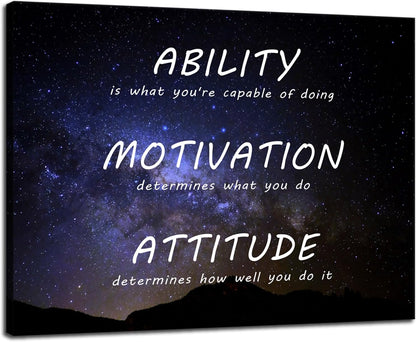 Inspiring Canvas Wall Art Prints Paintings Posters Inspirational Ability Motivation Attitude Motivational Entrepreneur Positive Quote Modern Office Bedroom Decor Framed Ready to Hang [18''Wx 24''H]