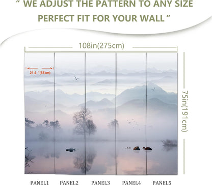 Mountain Lake Landscape Wall Mural for Bedroom Living Room Office Restaurant(Not Peel and Stick)
