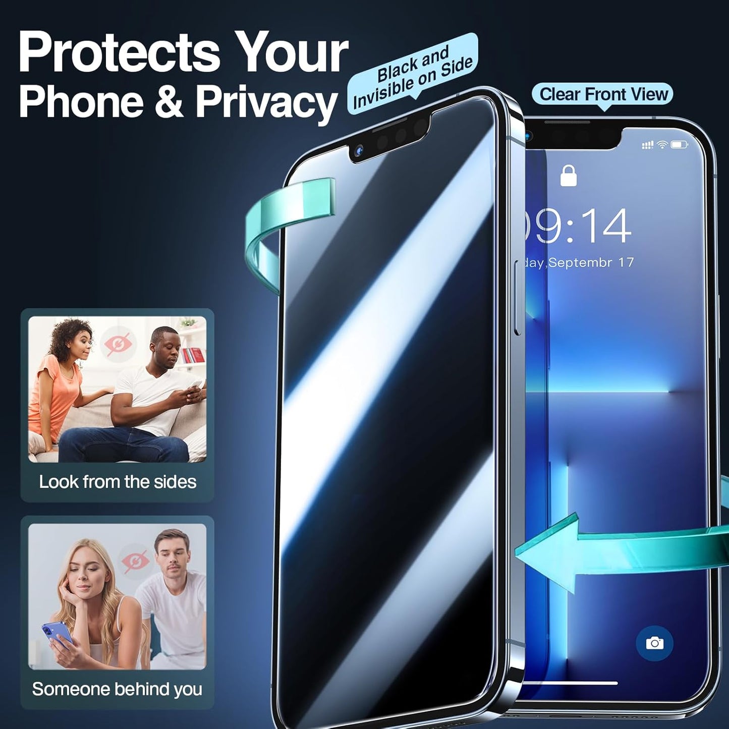 SMARTDEVIL 2PACK Privacy Screen Protector for iPhone 13 Pro Max/14 Plus 6.7inch Shatterproof Tempered Glass [True 28°Anti Spy] [9H Hardness] [Auto Dust-Elimination Install], [Bubble Free]