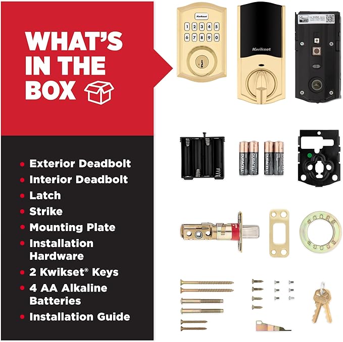 Kwikset HomeConnect 620 Z-Wave Long Range Enabled Keypad Smart Lock Convenient Keyless Entry, Customizable User Codes, Ring Alarm Compatible, Hub Required, Sold Separately Polished Brass Traditional