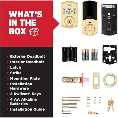 Kwikset HomeConnect 620 Z-Wave Long Range Enabled Keypad Smart Lock Convenient Keyless Entry, Customizable User Codes, Ring Alarm Compatible, Hub Required, Sold Separately Polished Brass Traditional