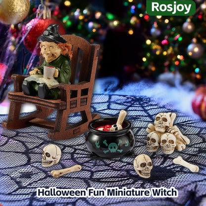 Halloween Fun Miniature Witch Figurine,Gothic Horror Resin Witch Decor,for Bookshelf Decor,Desk Trinkets,Collectible,Party Gifts