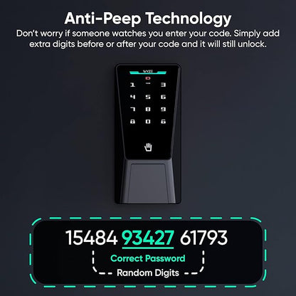 Wyze Palm Lock, Smart Door Lock with Palm Vein Recognition, Keyless Entry Smart Locks for Front Door, Keypad, Auto Lock, Dual Battery, Wi-Fi, Works with Alexa & Google, BHMA, IP53, Mechanical Key