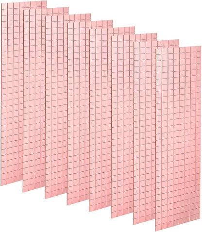 HARFINGTON 8 Sheet 3840 Pieces Self Adhesive Mirror Mosaic Tiles 5x5mm Small Square Mirror Tiles Sticker Disco Ball Stickers Mini Glass Tiles for DIY Craft Party Home Decoration, Rose Gold