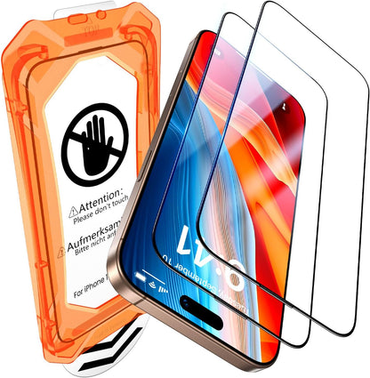 UniqueMe for iPhone 16 Pro Screen Protector - [Military Grade Shatterproof & 9H+ Hardness] Screen Protector 16 Pro Tempered Glass Full Coverage Protection, Easy Installation, 2 Packs