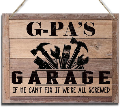 Rustic Wood Sign - Father's Day & Grandpa's Gift - Decor Hanging Wall Art - 'If He Can't Fix It...'