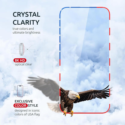 Screen Protector for iPhone 14 Pro Max - 2 Pack (USA Flag & Classic Black) Tempered Glass 9H Hardness, Full Coverage, Anti-Fingerprint Coating for iPhone 14 Pro Max Screen Protector