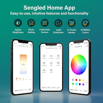 Sengled Ambient TV LED Backlights with Camera, Smart Strip Light for 50-60 inch TVs PC, (TV Sync Supports Off-line) WiFi RGB Lights, Works with Alexa & Google Assistant, App Control, Sengled Vision G2