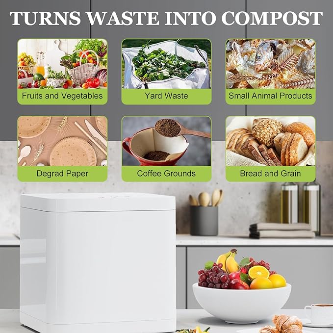 Electric Composter for Kitchen, 3.3L Smart Countertop Compost Bin, Odorless | Low Noise, Indoor Food Recycler Compost Machine,110V