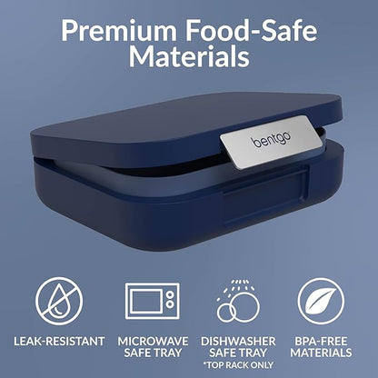 Bentgo Modern - Adult & Teen Bento Lunch Box; 3-4 Compartments, Leak-Resistant, 5.5 Cup Capacity/44 fl oz, Improved Locking Clips, Reusable, BPA-Free, Dishwasher/Microwave Safe Tray (Navy)