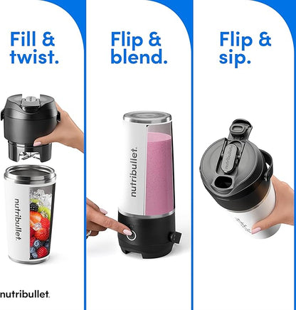 nutribullet Flip Portable Blender with Insulated Cup, White, NBPB50350AW