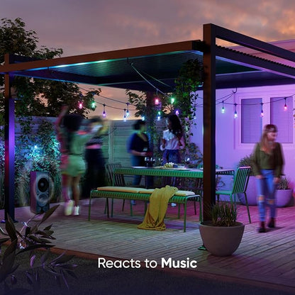 Nanoleaf Essentials Matter Smart Multicolor Outdoor String Lights Smarter Kit with Addressable RGBICW LED Bulbs, White and Color-Changing, Wi-Fi + Bluetooth, IP 65 Water Resistant (49ft, 20 Bulbs)