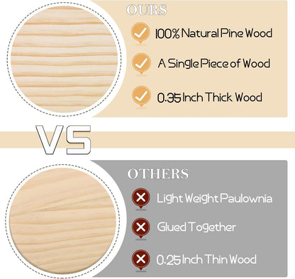24 Pieces Unfinished Wood Coasters, GOH DODD 4 Inch Wooden Blanks with Non-Slip Pads for Laser Engraving Wood Burning Staining Painting Decoupage Housewarming Gifts Wedding Crafts Education, Round