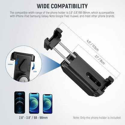 NEEWER Phone Tripod Mount with Cold Shoes, Metal Smartphone Adapter Compatible with iPhone, Multi Angle Tri Fold Cell Phone Holder, Handheld Grip for Streaming Vlog SP-04